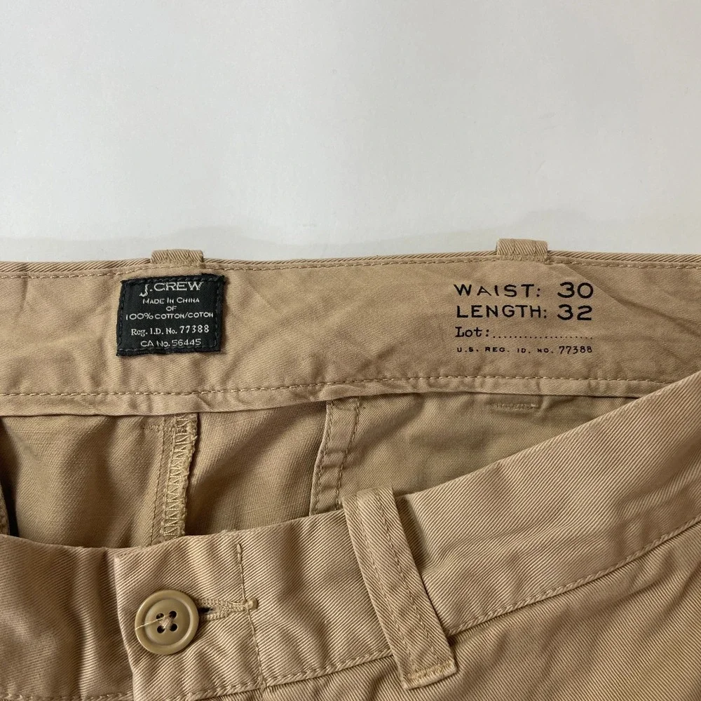 J Crew Chino Pants Mens 30x32 Beige The Stanton Straight Preppy Office Casual